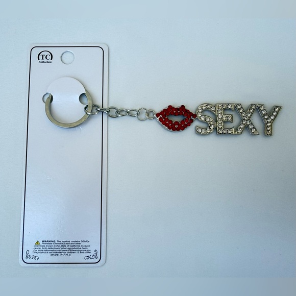 Jewelry - Rhinestone 'SEXY' Keychain with Red Lip Charm